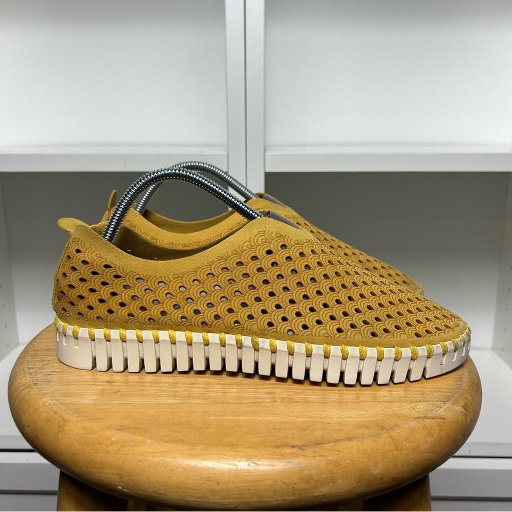 Ilse Jacobsen 3373 perforated yellow slip on sneakers - Picture 1 of 7